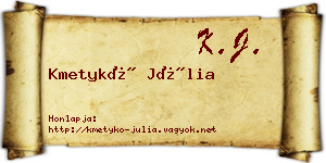 Kmetykó Júlia névjegykártya